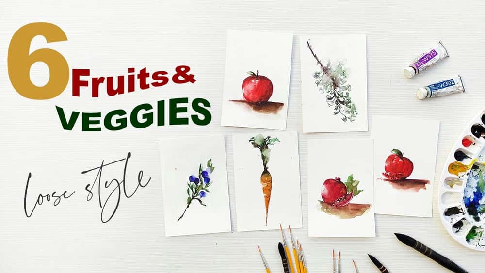 آموزش نقاشی آبرنگ آسان از میوه ها و سبزیجات - سرگرم کننده و ساده