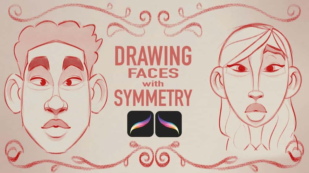 آموزش طراحی چهره با ابزار Symmetry در Procreate