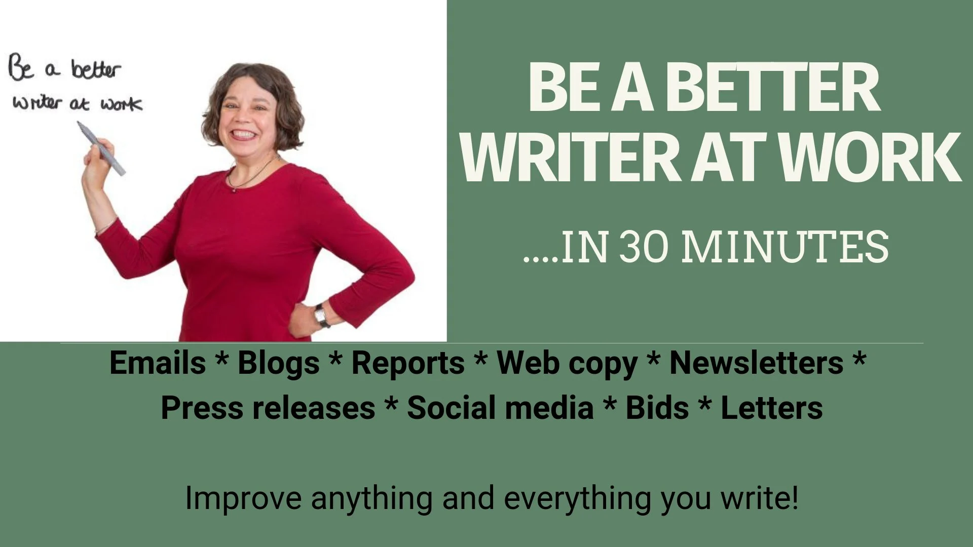 آموزش در 30 دقیقه نویسنده بهتری در محل کار باشید. ایمیل‌ها، پست‌های وبلاگ، گزارش‌ها و موارد دیگر را بهبود بخشید