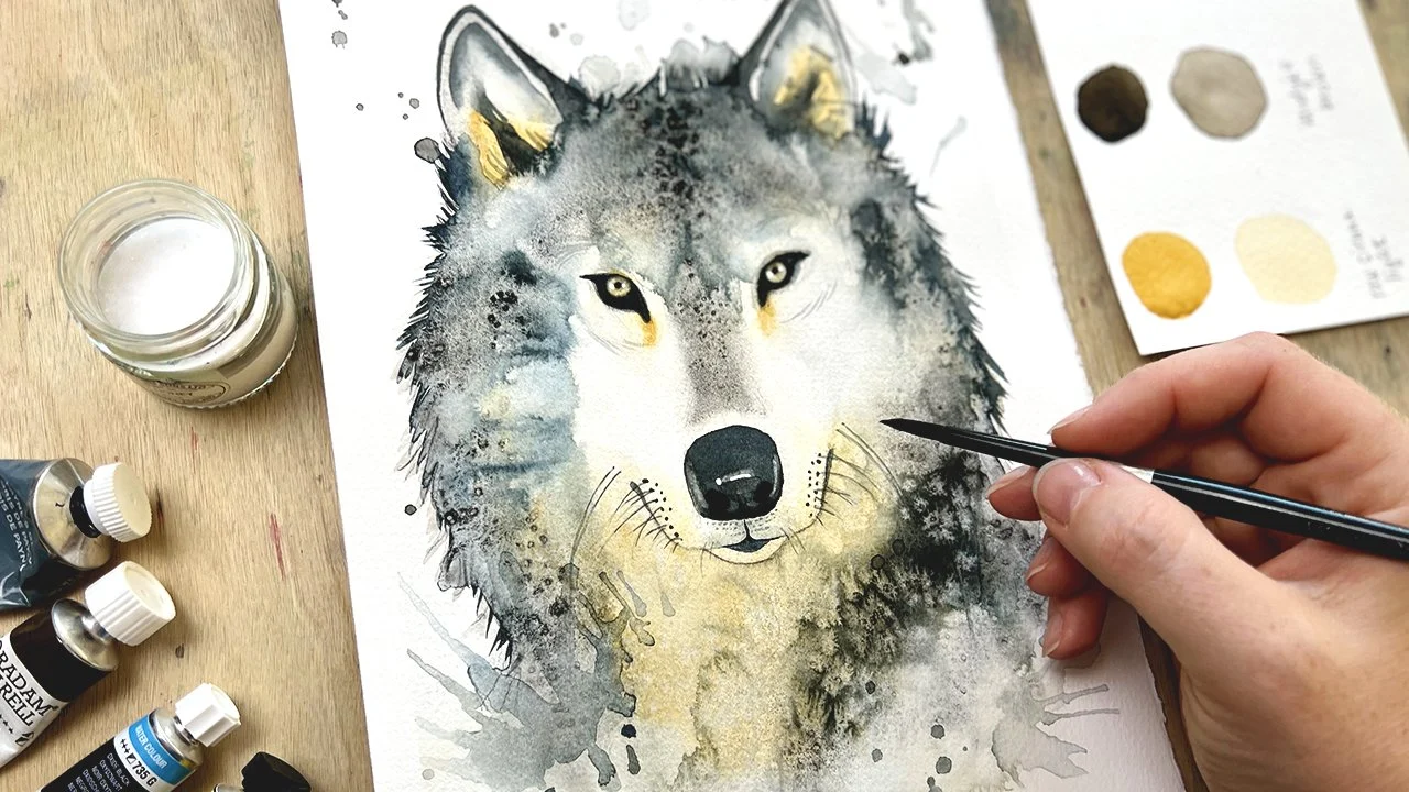 آموزش تکنیک های جلوه های ویژه در آبرنگ: نقاشی یک گرگ برای مبتدیان