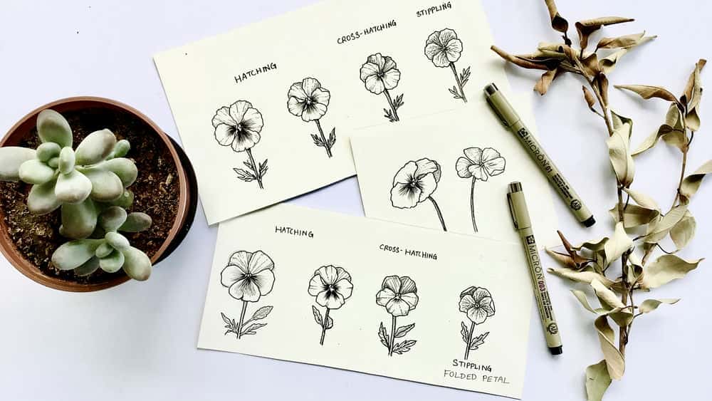 آموزش کشیدن گل | نقاشی گام به گام گل | پانسی