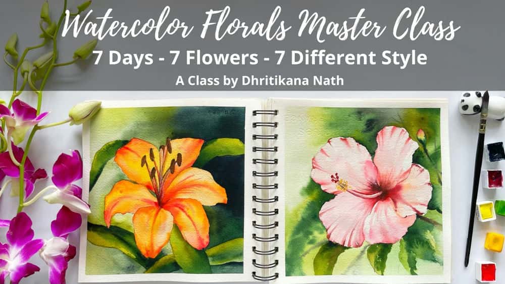 آموزش کلاس کارشناسی ارشد گل های آبرنگ - 7 روز - 7 نقاشی - 7 سبک