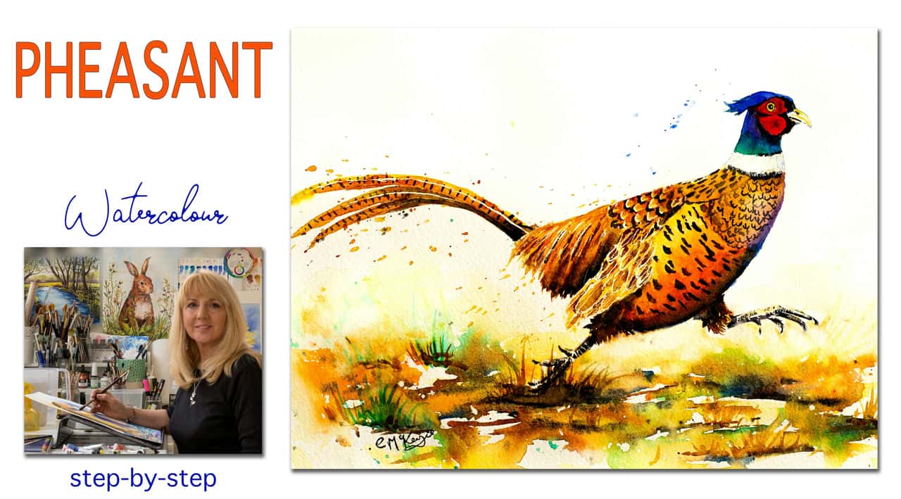 آموزش PHEASANT: استاد کلاس آبرنگ با کری مک کنزی. نقاشی پرنده - از مبتدی تا پیشرفته.