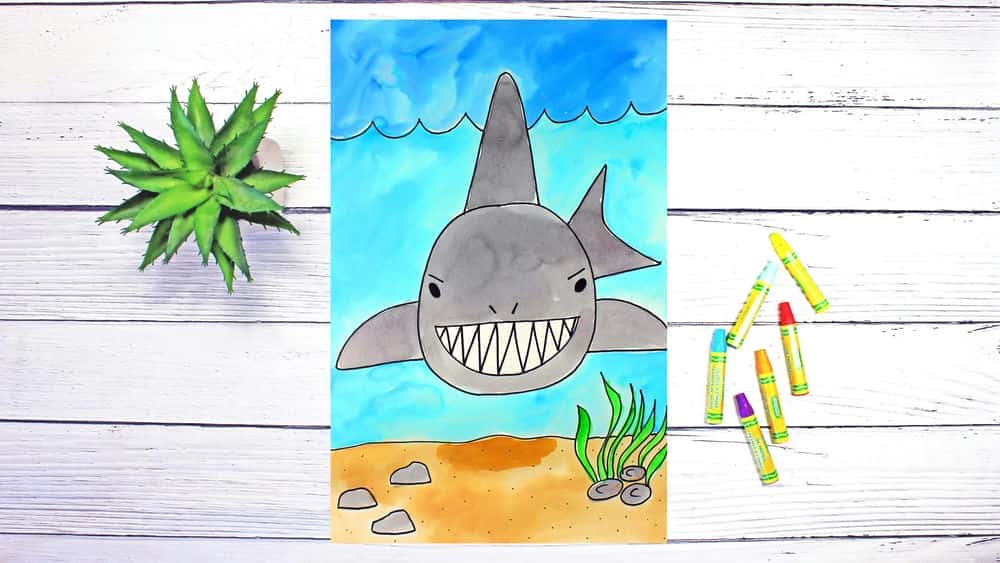 آموزش پروژه نقاشی و نقاشی آبرنگ برای کودکان و مبتدیان: چگونه یک کوسه را بکشیم و نقاشی کنیم!