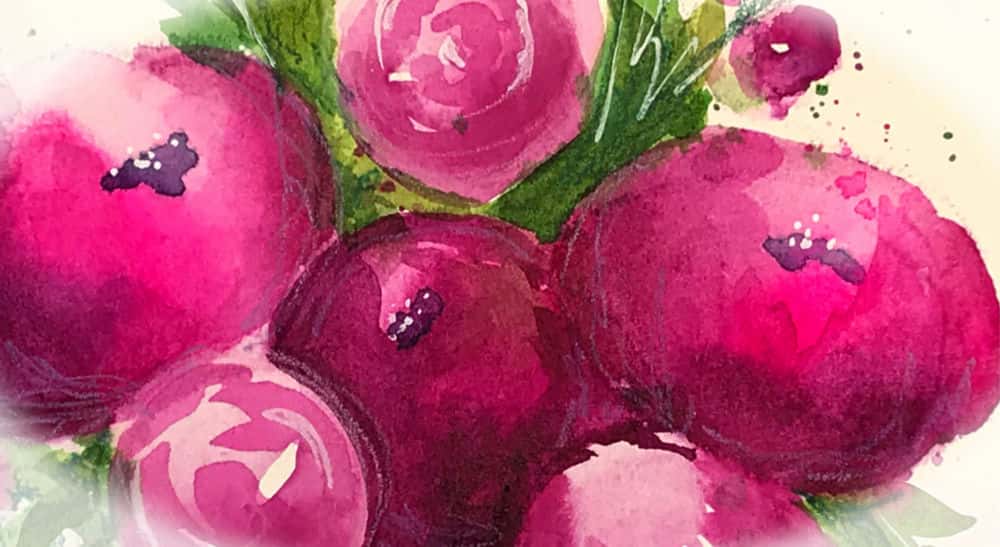 آموزش آبرنگ با من: شکوفه های انتزاعی شل و طرح دار