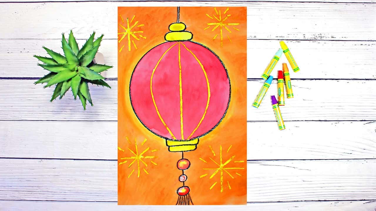 آموزش کلاس هنر برای کودکان و مبتدیان: برای جشن سال نو چینی، یک فانوس بکشید و با آبرنگ نقاشی کنید