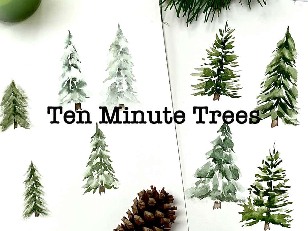 آموزش کریسمس آبرنگ - درختان ده دقیقه ای!