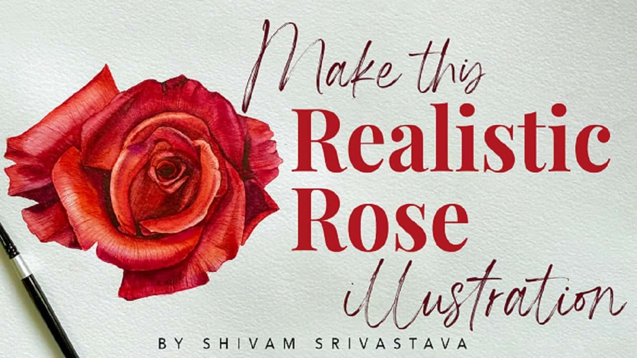 آموزش یک گل رز واقع گرایانه را با استفاده از آبرنگ نقاشی کنید