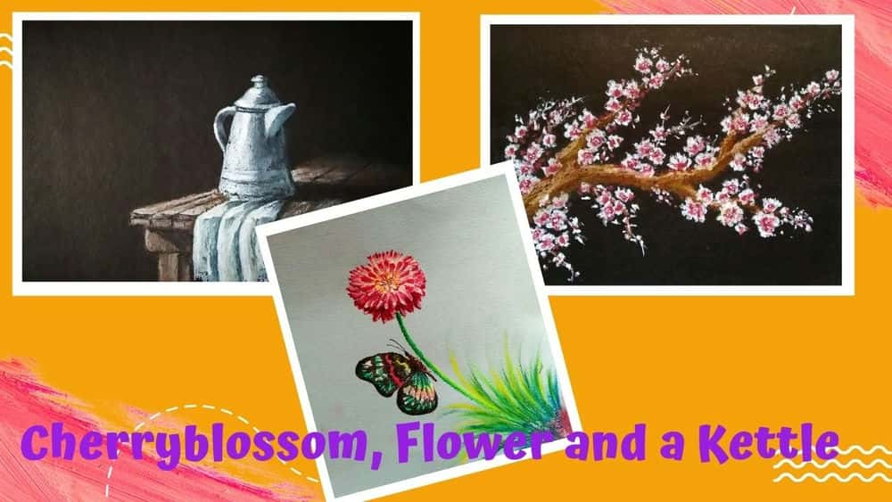 آموزش گل ها و یک کتری جالب با ضربه های ساده ایجاد کنید - نقاشی های پاستل روغنی