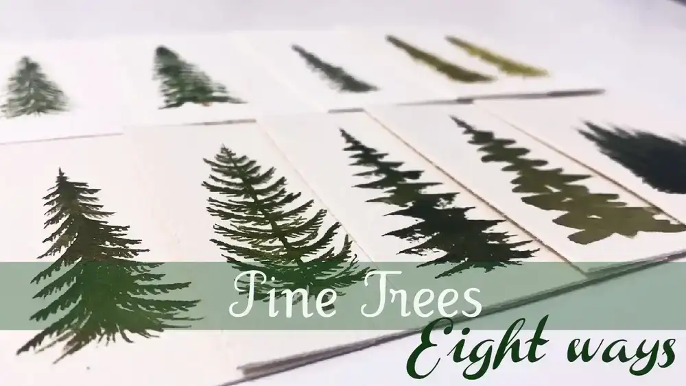 آموزش 8 تکنیک برای نقاشی درختان کاج با آبرنگ