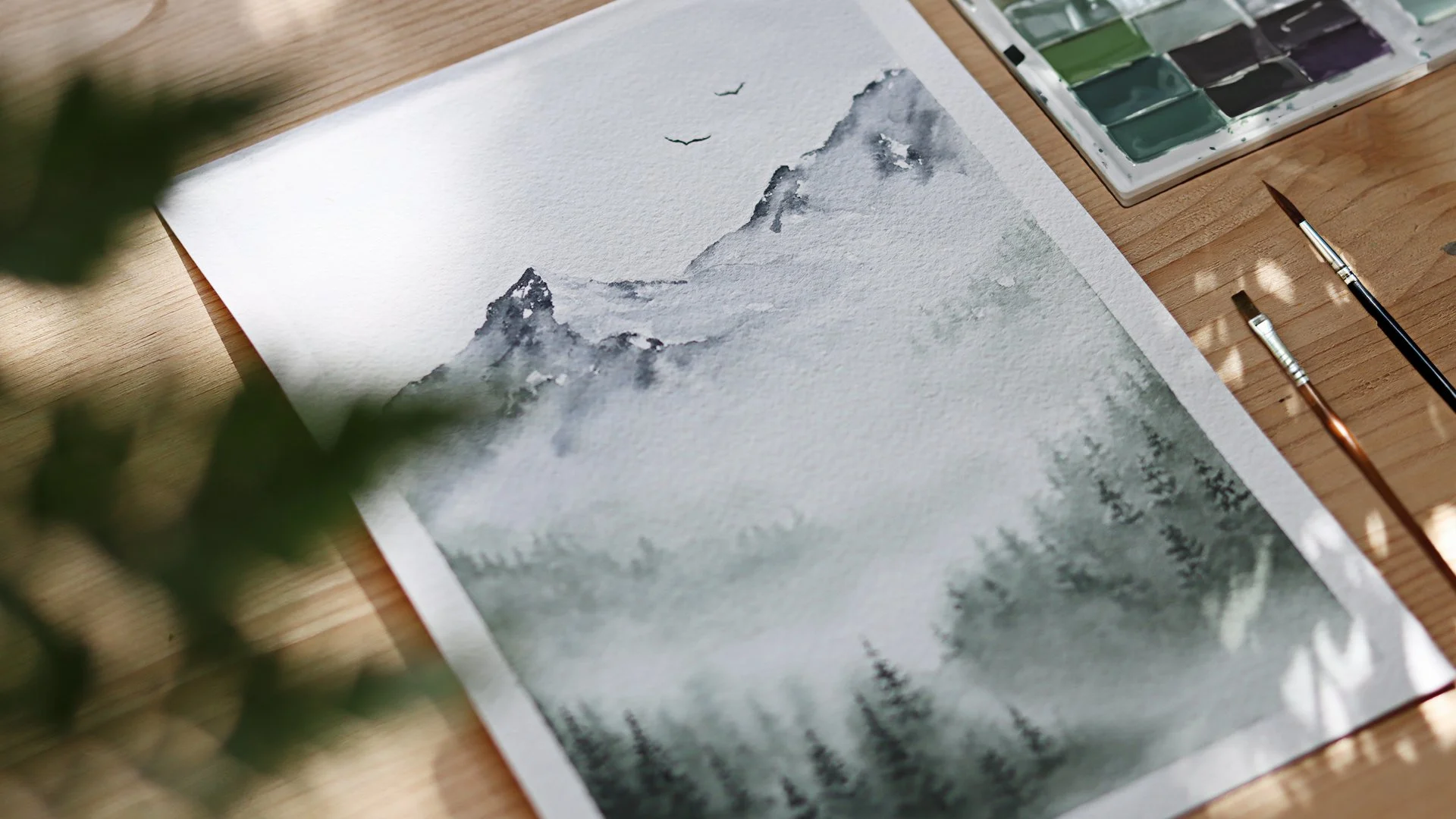 آموزش تسخیر آرامش طبیعت: تکنیک های آبرنگ برای نقاشی مناظر کوهستانی مه آلود