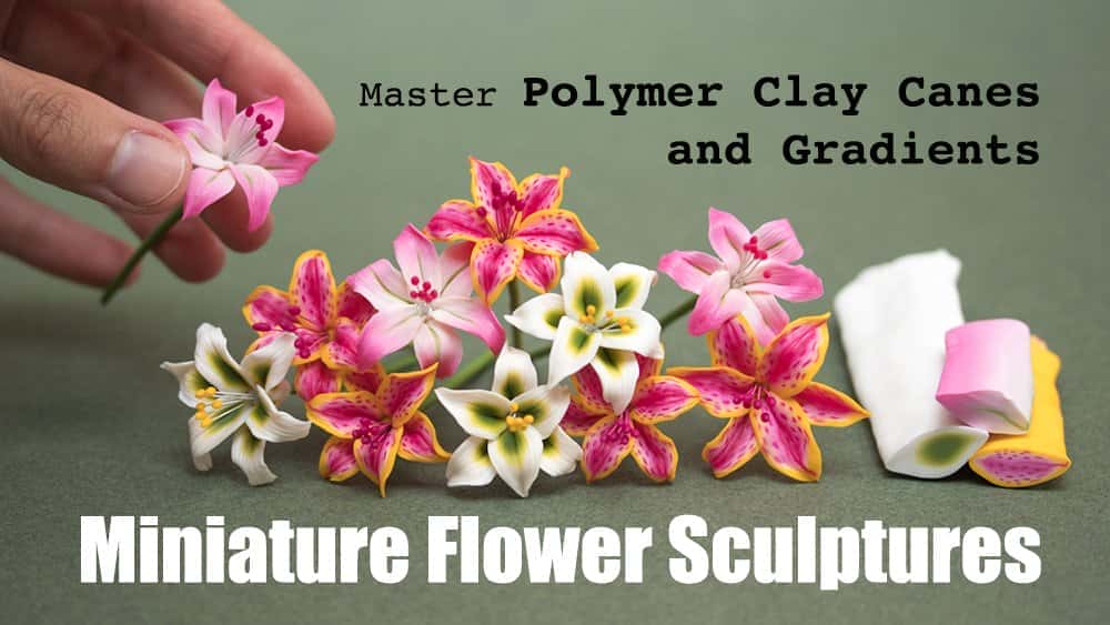 آموزش عصاهای سفالی پلیمری و ترکیب اسکینر به کار رفته در گلها: زنبق در سه نوع