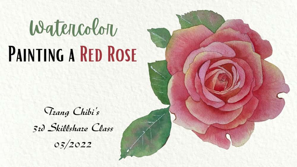 آموزش نقاشی گل رز قرمز با آبرنگ | مبتدی دوستانه