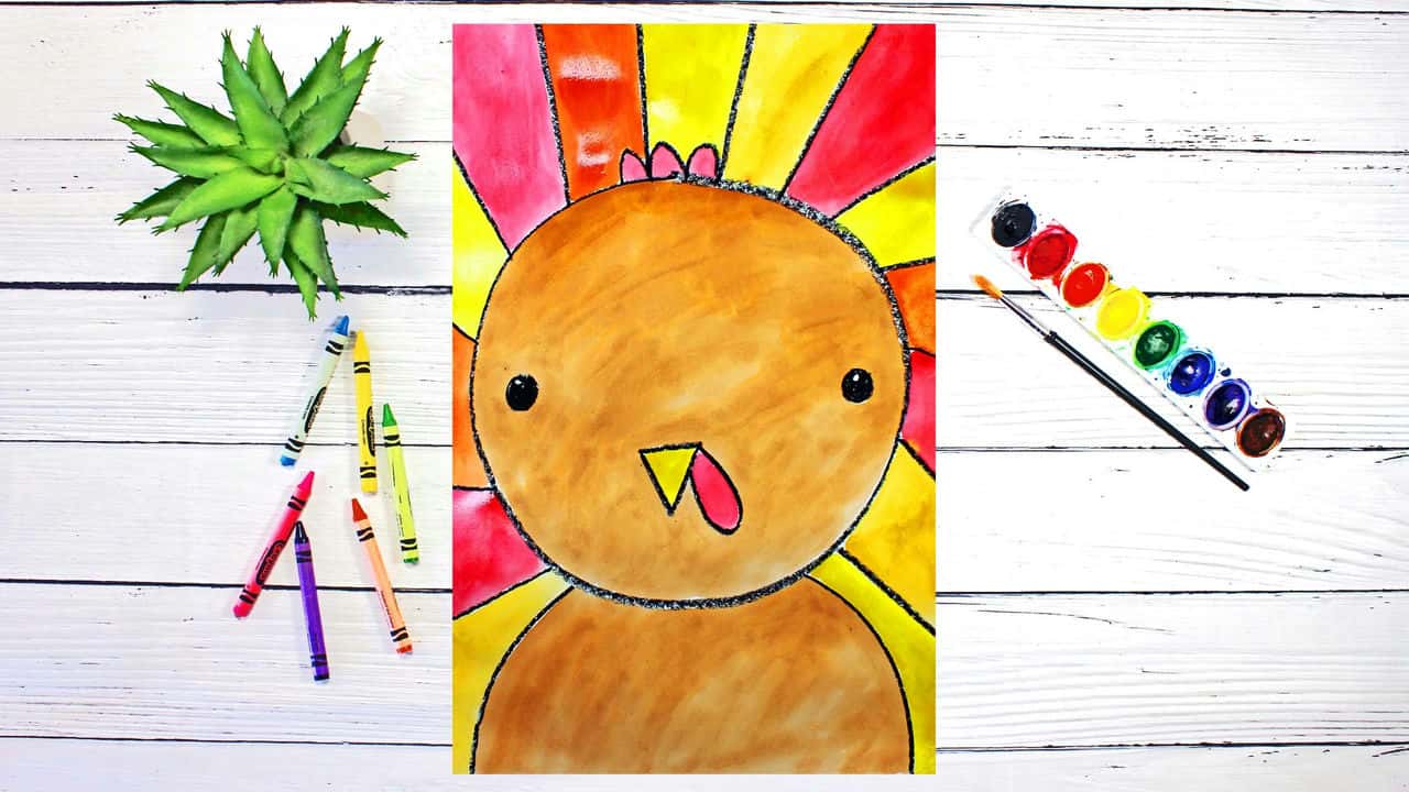 آموزش کلاس طراحی و نقاشی برای بچه ها: چگونه گام به گام پرتره بوقلمون را بکشیم و آبرنگ کنیم