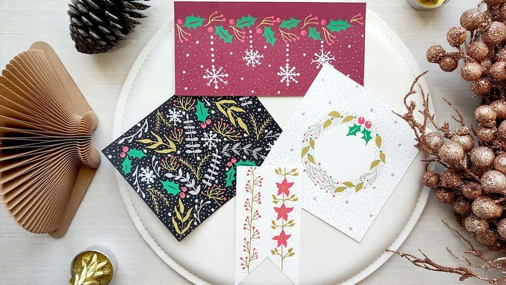 آموزش با Posca یک مجموعه طراحی کریسمس l برچسب ها، نشانک ها و کارت پستال های هدیه کریسمس ایجاد کنید