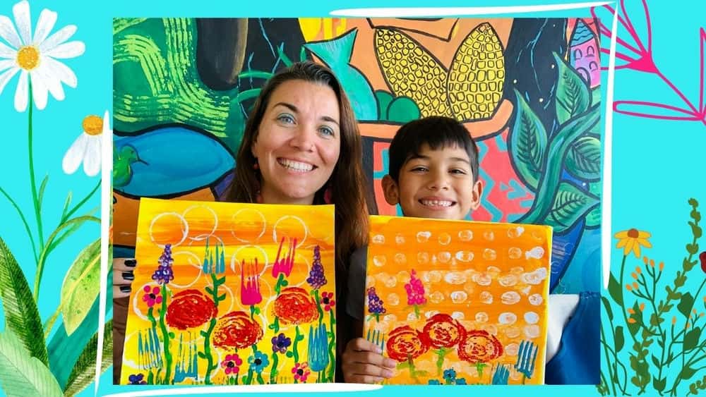 آموزش نقاشی اکریلیک برای کودکان: روشی آسان برای رنگ آمیزی تم گل وحشی - هدیه ای عالی
