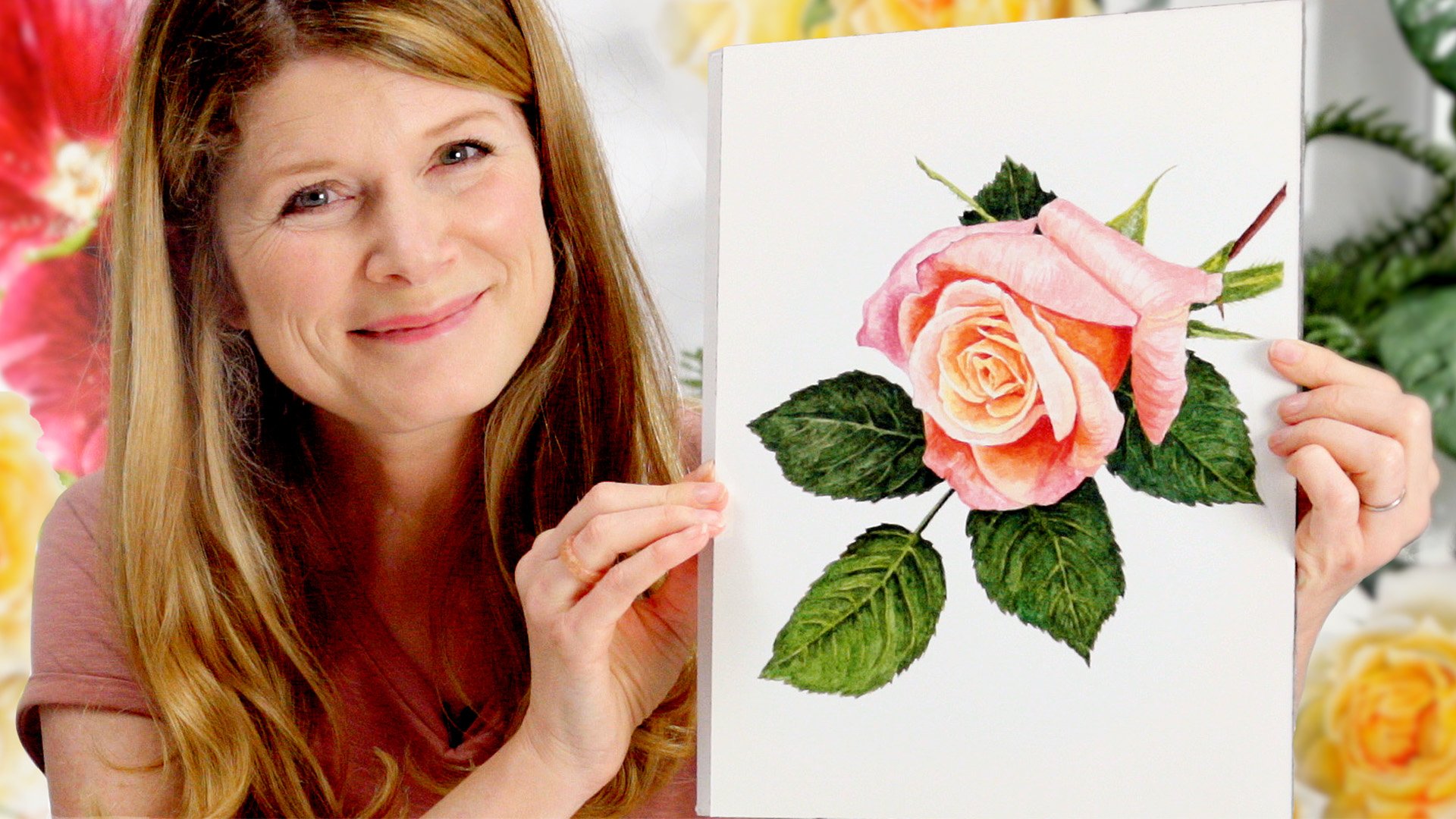 آموزش روش 4 مرحله ای برای نقاشی واقعی با آبرنگ: یک گل رز را با فاکتور "وای" رنگ کنید