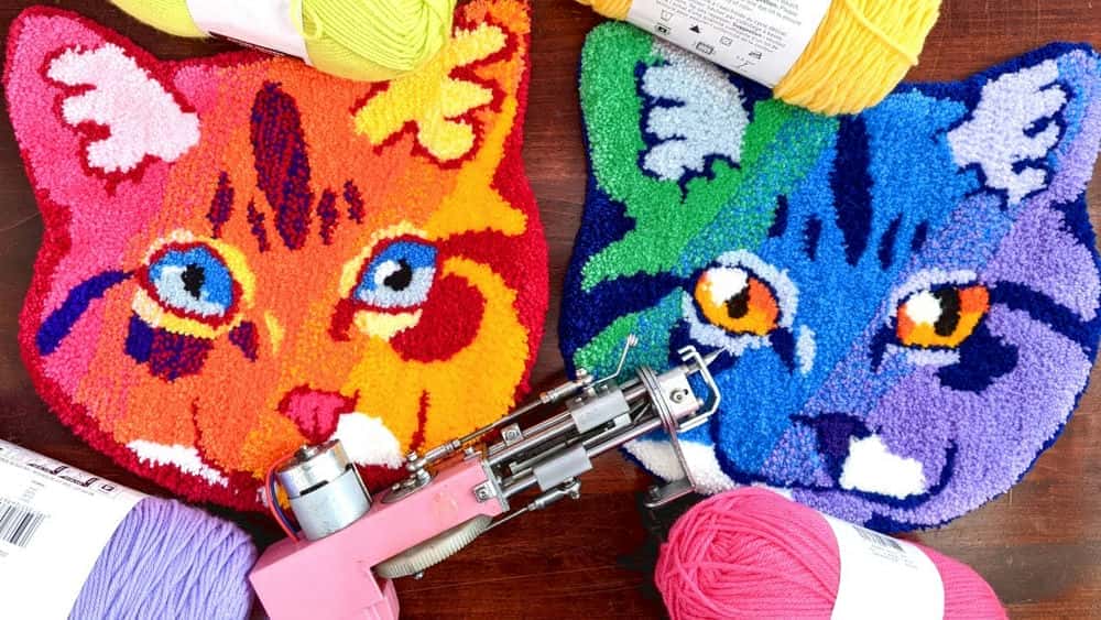آموزش تفنگ تافتینگ فرش برای مبتدیان - یک فرش رنگارنگ برای حیوانات خانگی بسازید