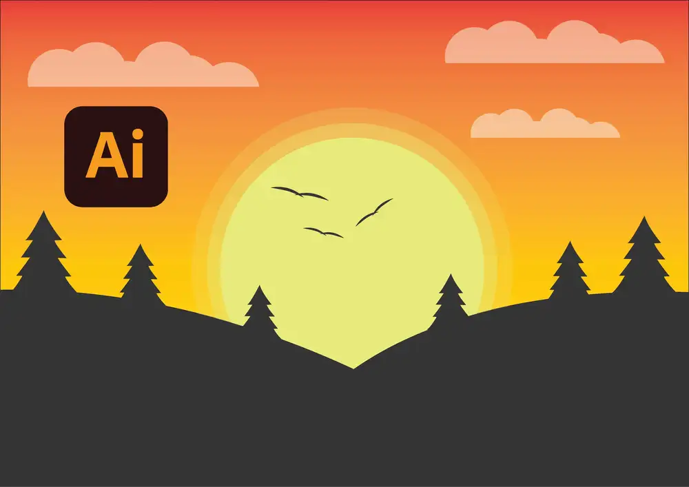 آموزش Adobe Illustrator: یک تصویر منظره غروب آفتاب آسان ایجاد کنید