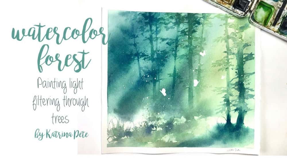 آموزش نقاشی جنگلی با آبرنگ: تکنیک های پیشرفته نقاشی فیلتر کردن نور از طریق درختان
