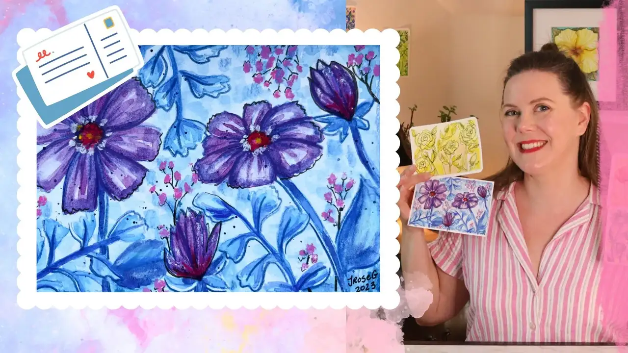آموزش کارت پستال گل آبرنگ: تکنیک های نقاشی مبتدی برای ایجاد تصاویر گل های سرگرم کننده