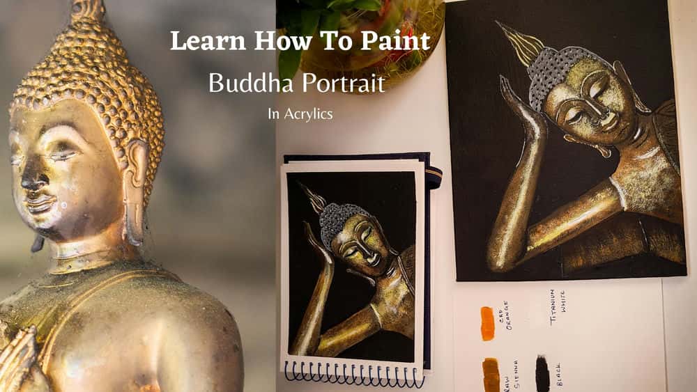 آموزش نقاشی اکریلیک: یاد بگیرید چگونه پرتره بودا را نقاشی کنید
