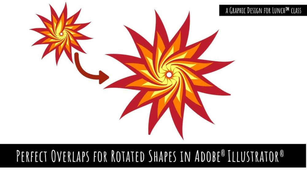 آموزش همپوشانی کامل شکل‌های چرخیده در Adobe Illustrator - طراحی گرافیکی برای کلاس ناهار