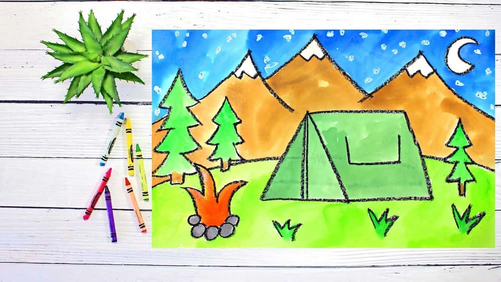 آموزش هنر برای کودکان: نقاشی و آبرنگ در صحنه کمپینگ تابستانی