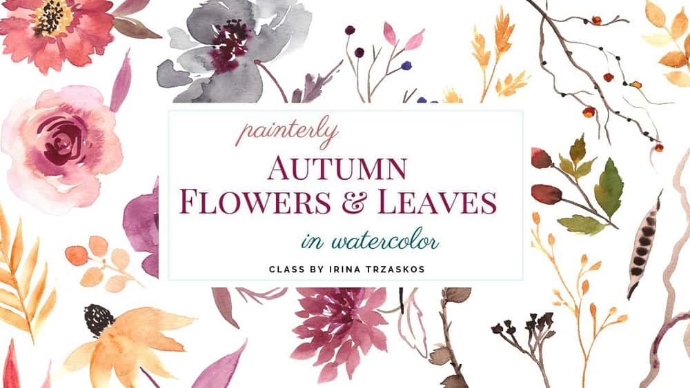 آموزش گل ها و برگ های پاییزی نقاشی شده با آبرنگ