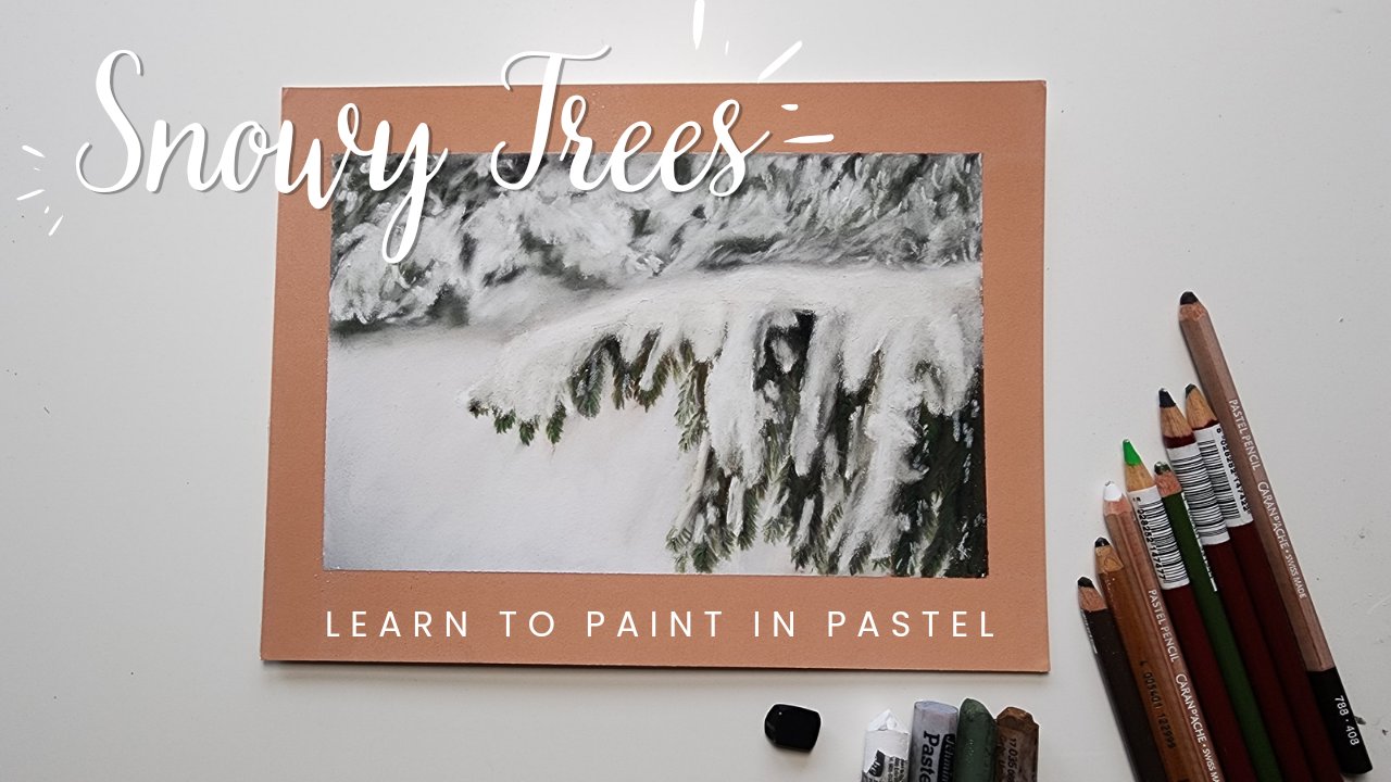 آموزش نقاشی درختان برفی به رنگ پاستل