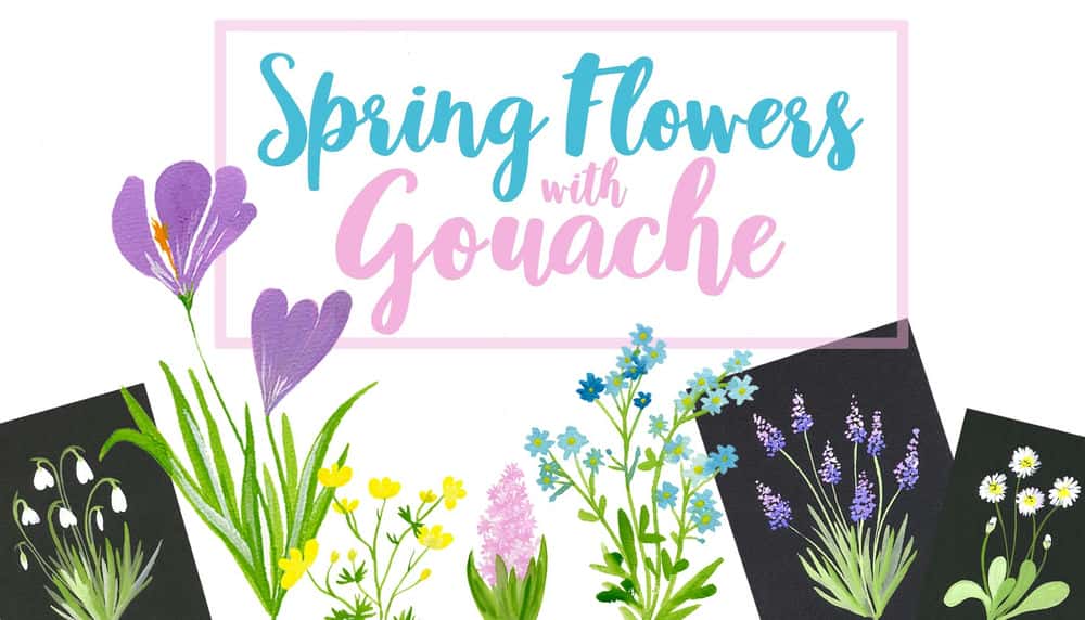آموزش نقاشی گل های بهاری با گواش