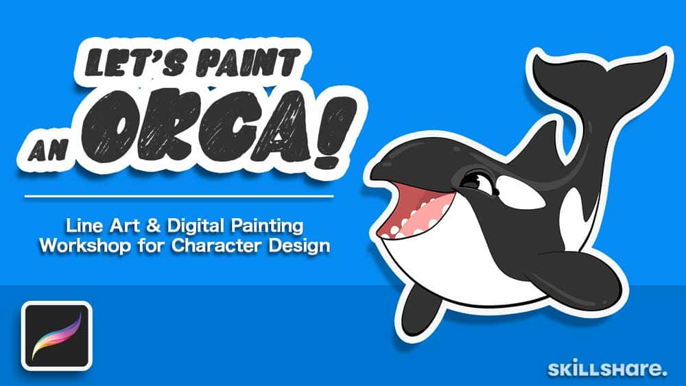 آموزش بیایید یک ORCA را رنگ کنیم! کارگاه هنر خط و نقاشی دیجیتال