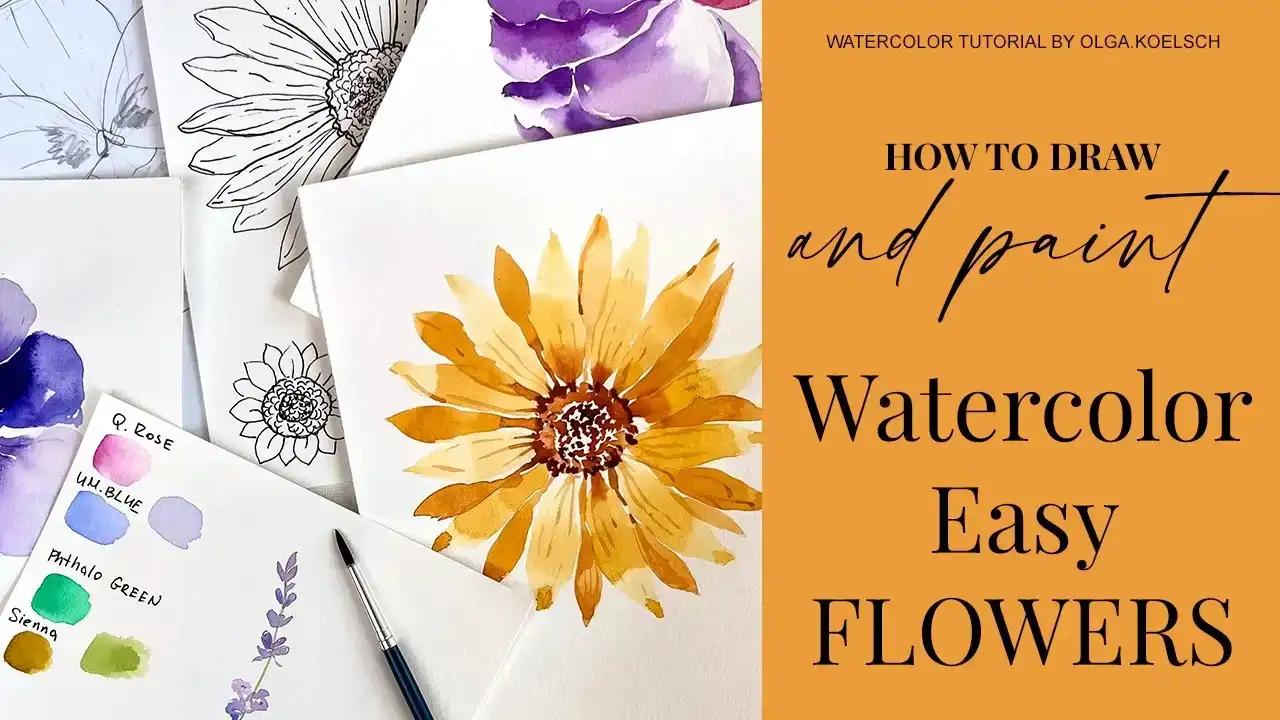 آموزش ساده ترین راه برای کشیدن گل و نقاشی با آبرنگ