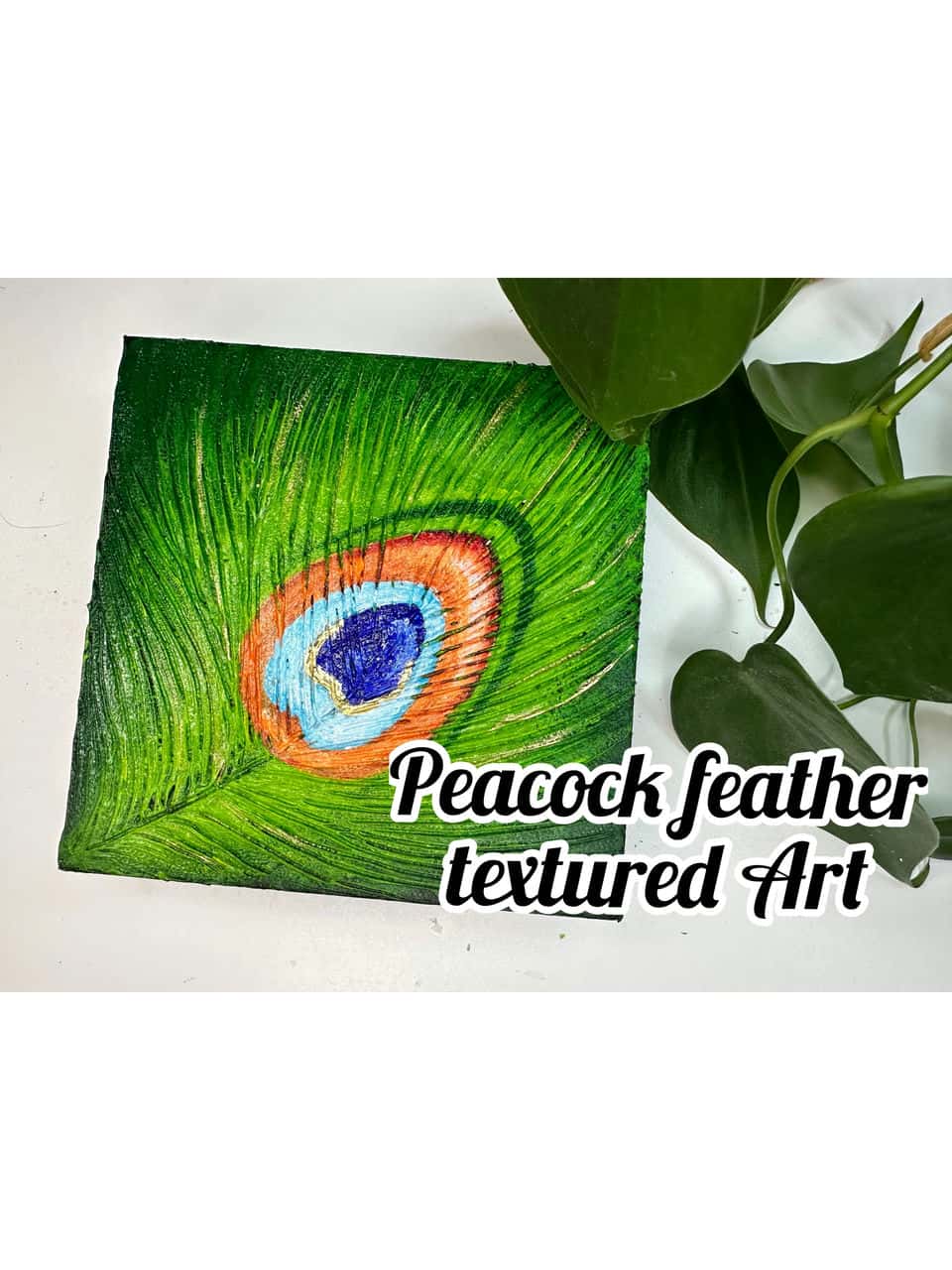 آموزش هنر بافت پر طاووس | نقاشی اکریلیک | هنر بافت برای مبتدیان
