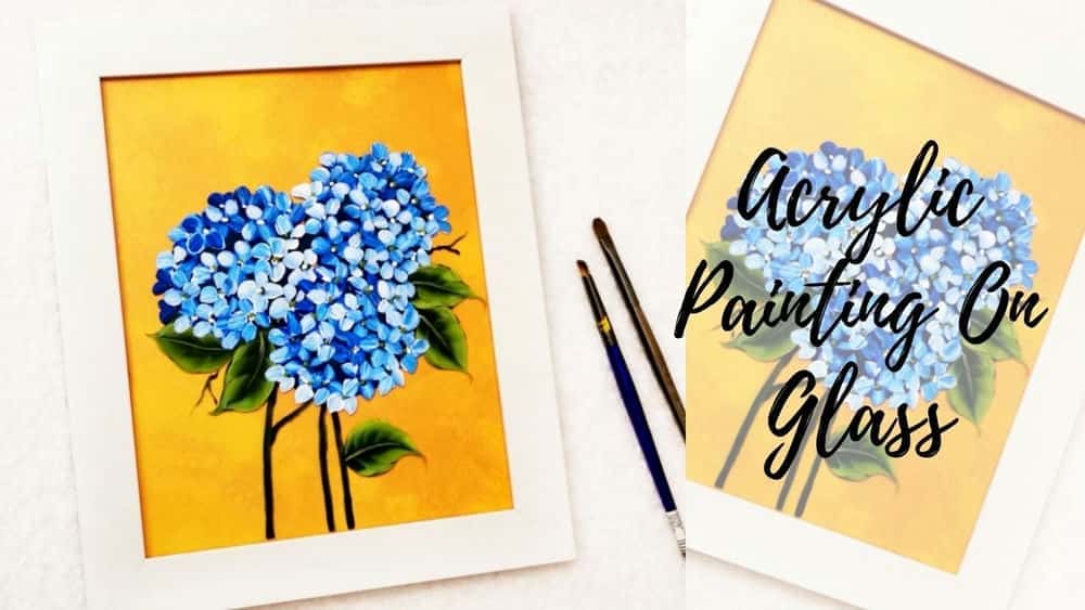 آموزش نقاشی اکریلیک گل های بهاری روی شیشه با نوک قاب