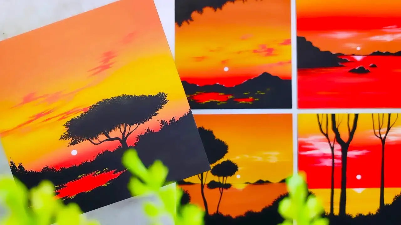 آموزش 5 روز نقاشی های درمانی غروب - هنر رنگ های گواش را کاوش کنید