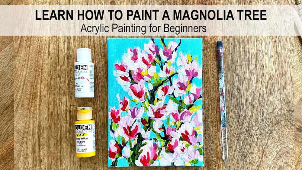 آموزش نقاشی اکریلیک: نحوه رنگ آمیزی درخت ماگنولیا با رنگ اکریلیک مرحله به مرحله