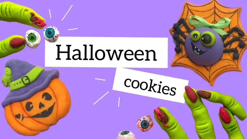 هالووین با DIY رفتار می کند. درس کوکی هیولاها. آموزش طرز تهیه و پخت کوکی های شکری برای مبتدیان
