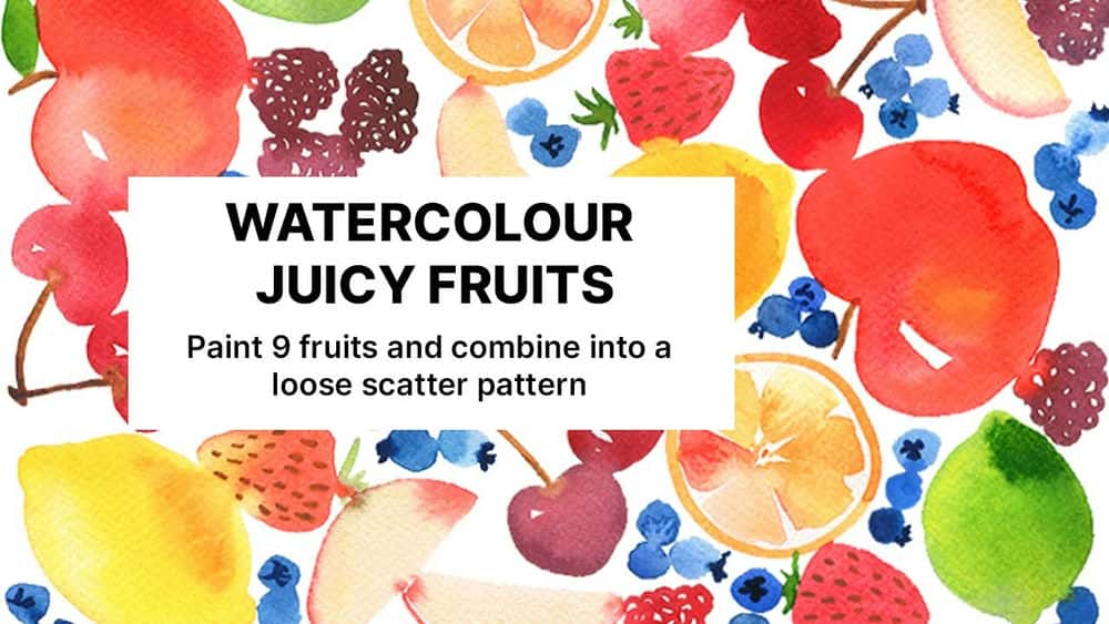 آموزش آبرنگ میوه های شاداب - رنگ 9 میوه و الگوی سرگرم کننده