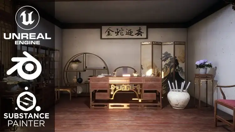 آموزش ایجاد یک محیط اتاق سنتی چینی در Unreal Engine 5
