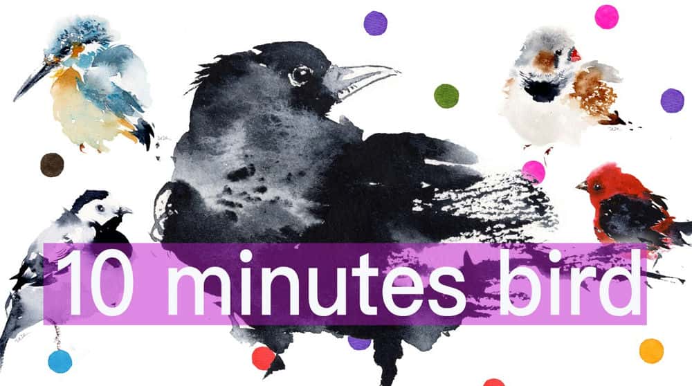 آموزش مجموعه آبرنگ ساده: 10 دقیقه پرنده - سبک مینیمالیستی