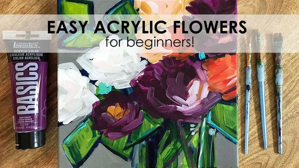 آموزش نقاشی آسان اکریلیک: نحوه رنگ آمیزی گل با اکریلیک روی بوم برای مبتدیان