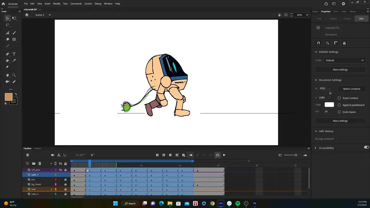 آموزش انیمیشن دو بعدی کاراکتر: ایجاد حرکت در Adobe Animate