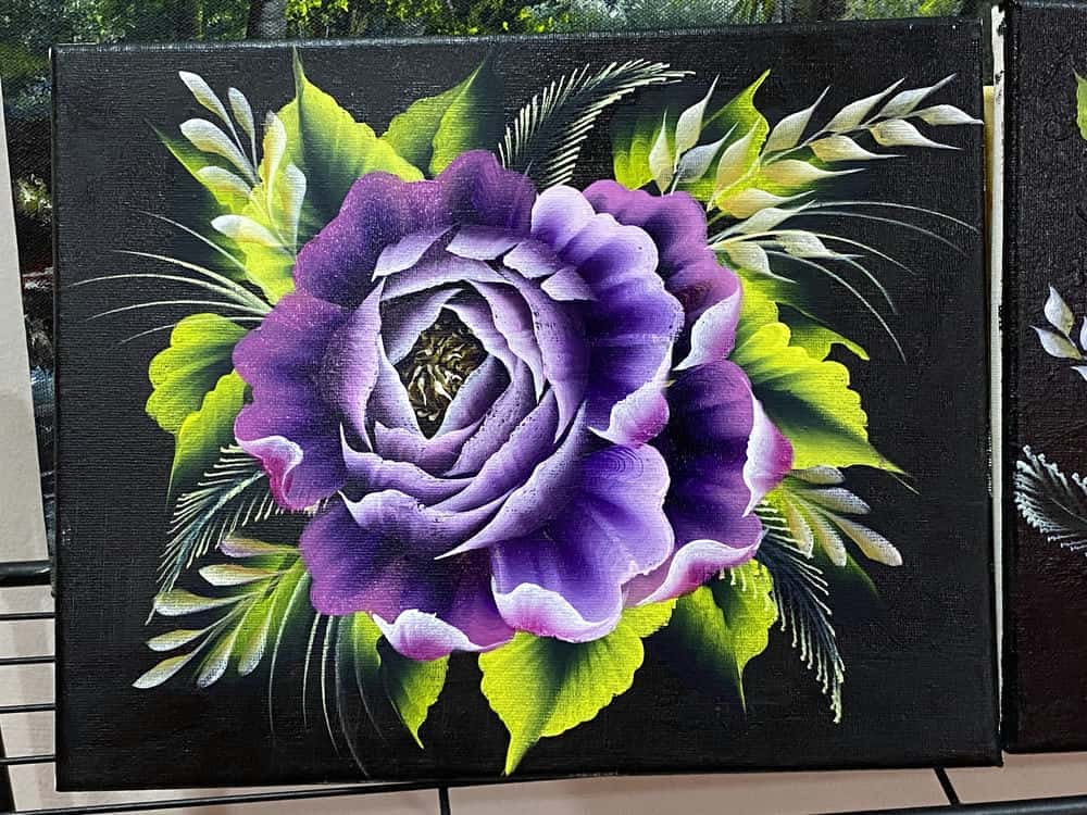 آموزش گل صد تومانی مخملی- نقاشی یک ضربه
