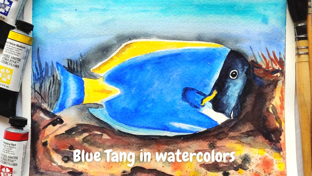 آموزش نحوه کشیدن و رنگ آمیزی آبی تانگ در آبرنگ