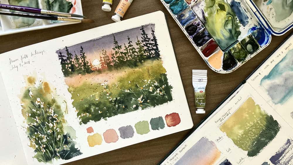 Creative Watercolor Sketchbook: Paint Loose Landscape