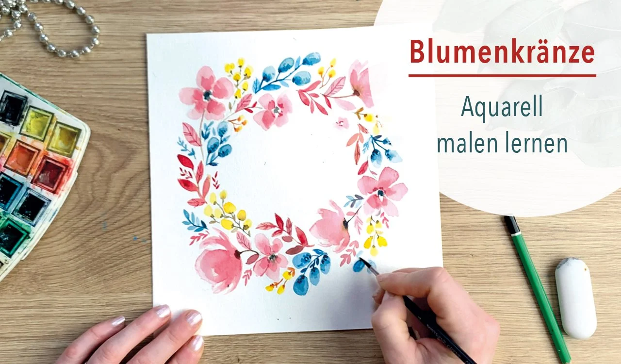 آموزش نقاشی با آبرنگ، تاج گل‌های زیبا

