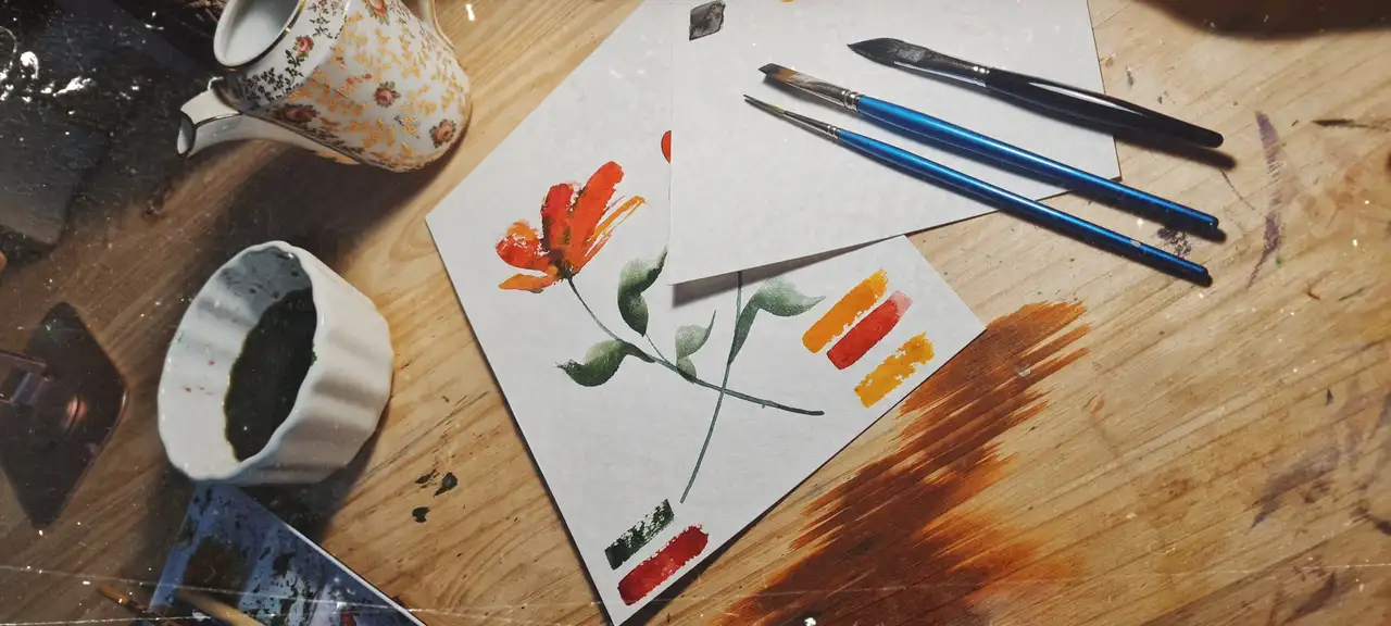 آموزش Feuilles et fleur Simple ، Faciles et Rapides à l'Aquarelle ، Débutants