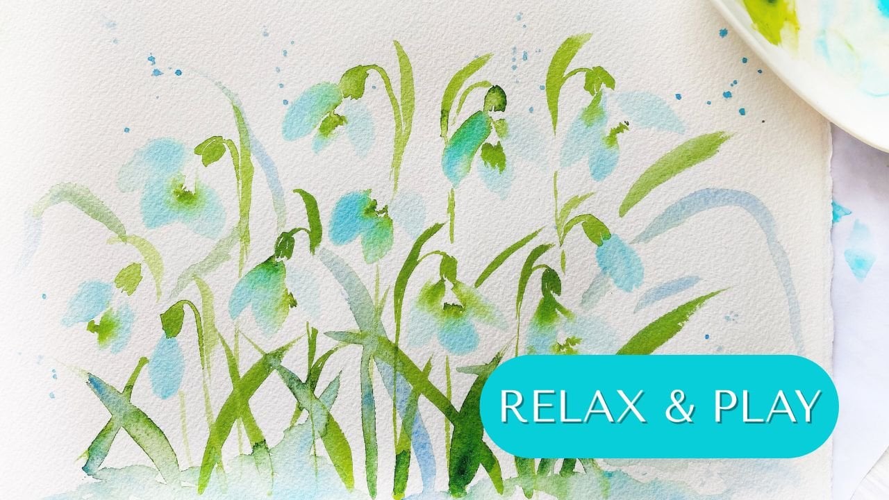 آموزش کلاس آبرنگ مبتدی: برف‌دانه به سبک آزاد
