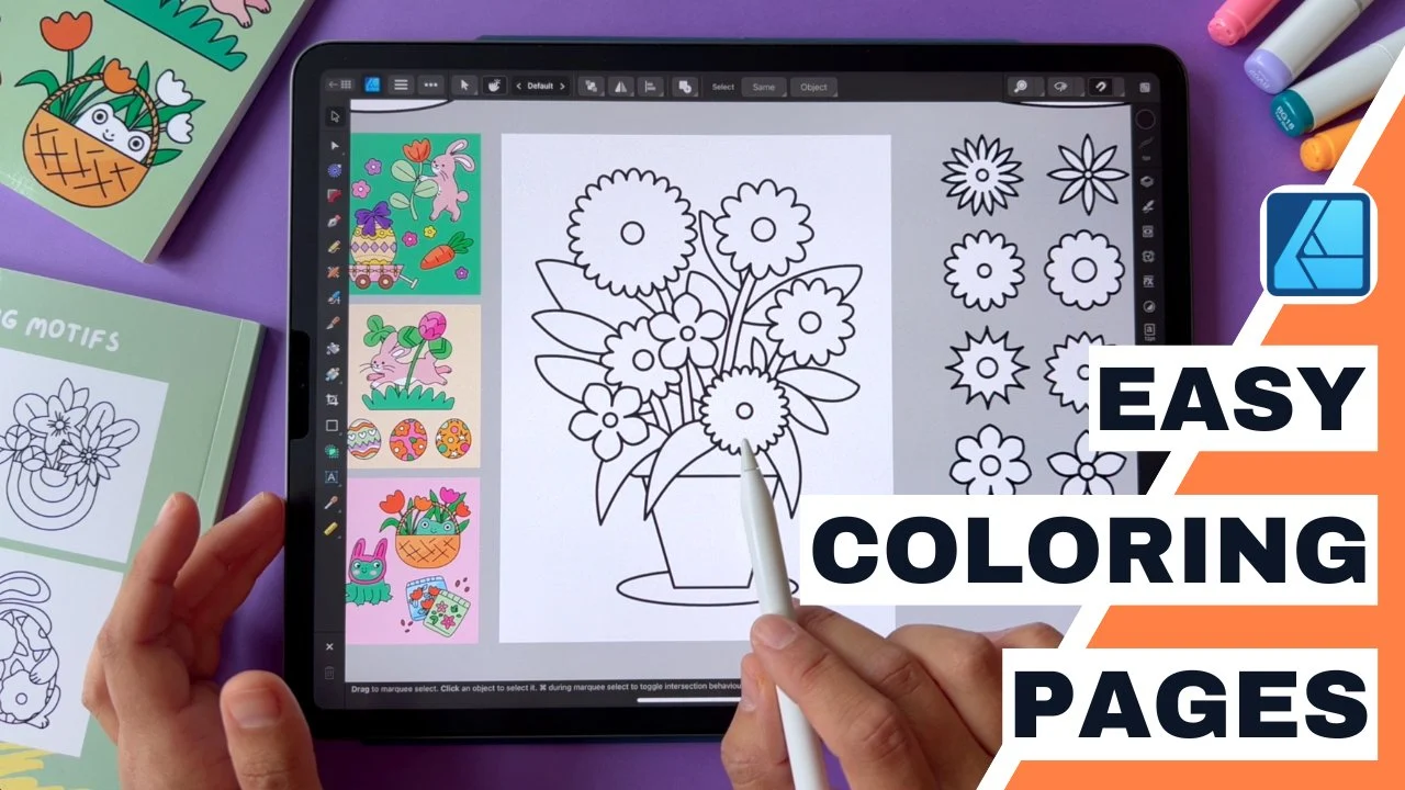 آموزش طراحی صفحه رنگ‌آمیزی قابل چاپ در Affinity Designer + دارایی‌های رنگ‌آمیزی رایگان
